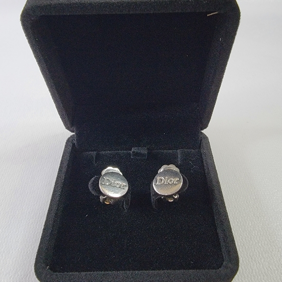 CHRISTIAN DIOR Silver Clip Earrings - Picture 1 of 5